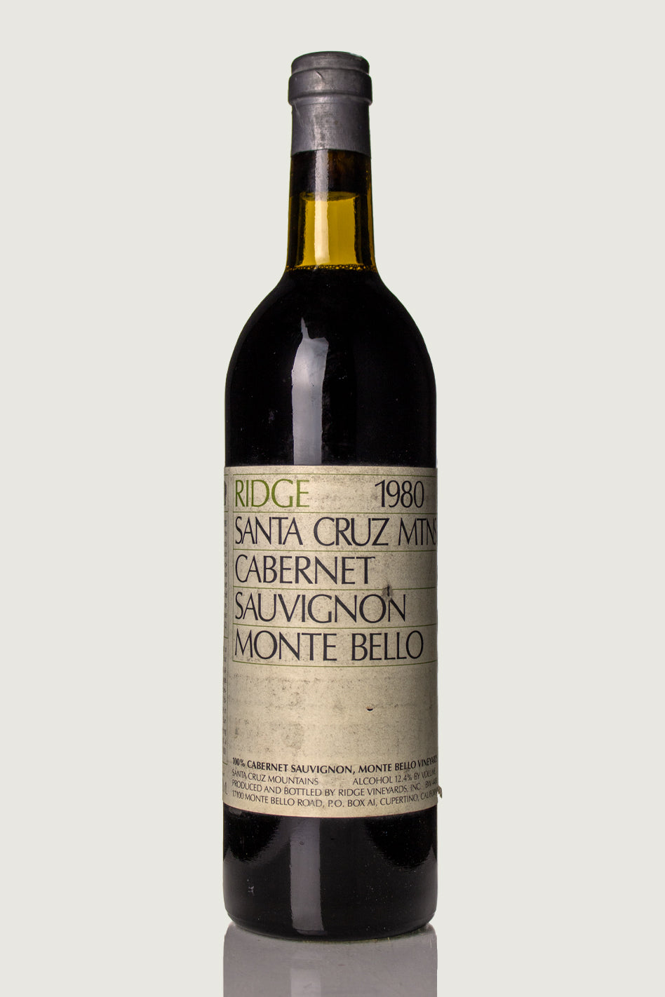 Ridge Santa Cruz Mountains Cabernet Sauvignon 'Monte Bello' 1980
